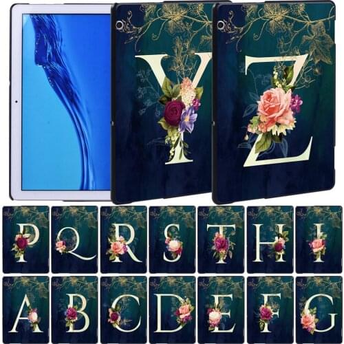 Tablet Case for Huawei MediaPad T5 10 10.1"/T3 8.0/T3 10 9.6" 26 Letter Anti-Drop Leather Case+ Free Stylus