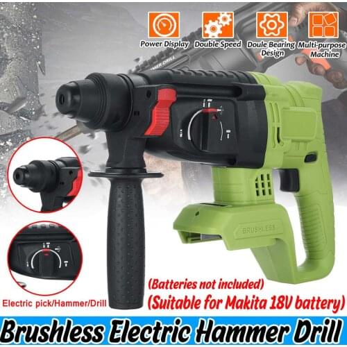 Electric Hammer Drill Brushless Cordless Rotary Hammer Drill 10000bpm 26mm Electric Corded Drill for Makita 18V Battery