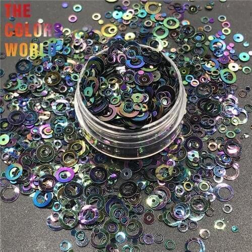 MS63-669 Hollow Ring Colorful 6MM Nail Sequin Nail Art Decoration Handwork Tumblers Shaker Crafts Festival Party DIY Accessories