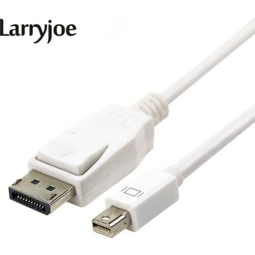 Larryjoe Mini DisplayPort DP Thunderbolt to DisplayPort DP Cable Adapter in Black White 6 Feet Gold Plated 4K Resolution