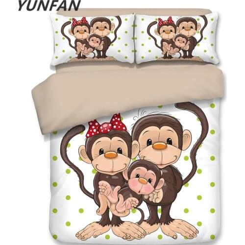 Monkey Bedding Sets White 3pcs bedclothes soft duvet cover quilt cover pillow cases BeddingOutlet Good quality and good sale