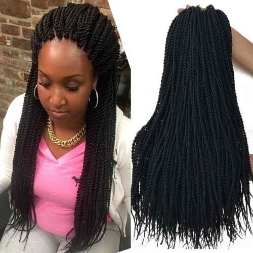 Small Senegalese Twist Hair Crochet Braids 30 Roots/Pack Synthetic Braiding Hair for Black Women 14" 18"22" Crochet Twist Hair