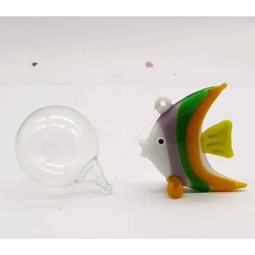 Custom wholesale decorative glass miniature sea animal figurine handmade Tropical fish small statue Aquarium fish tank ornament