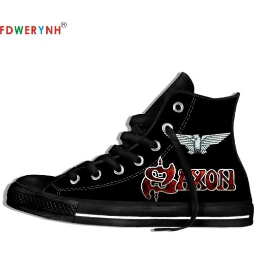 Mens Canvas Casual Shoes Saxon Band Most Influential Metal Bands Of All Time Customize Pattern Color Lightweight Shoes
