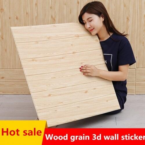 Wood grain 3D stereo wall stickers waterproof moisture proof mildew foam wallpaper self-adhesive ceiling wood grain stickers