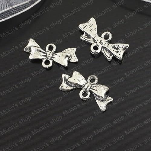 Wholesale 20*8mm Antique Silver color Bow Alloy Two Holes Connectors Diy Findings Accessories 50 pieces(JM2271)