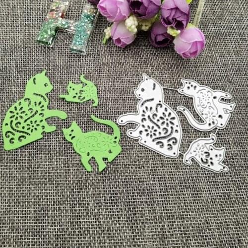 P15D Playing Three Cats Carbon Steel Cutting Dies DIY Scrapbooking Photo Album Embossing Paper Cards Making Stencil Decorative
