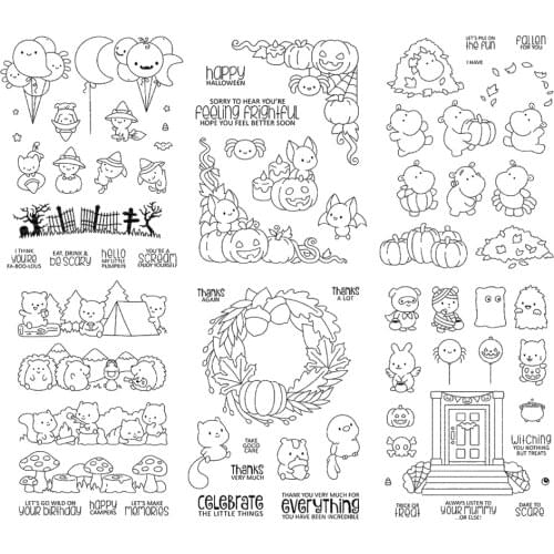 Halloween autumn Transparent Clear Silicone Stamp/Seal For DIY Scrapbooking/Photo Album Decorative Clear Stamp Sheets A3002