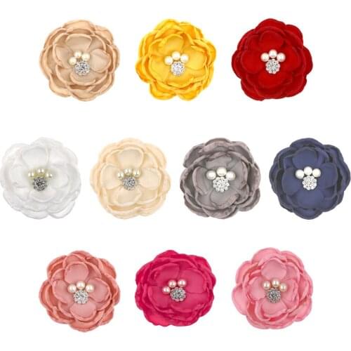 Retro Cloth Flower Hair Clip Kids Children Pearl Rhinestone Floral Cute Hairpin for Women Girls Hair Barrettes Hair Accessories