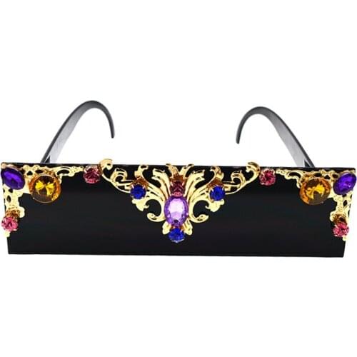 Baroque Retro Crystal Glasses Especial Sunglasses Women Fashion Summer Style Sunglasses for Women Vintage Classic Square Glass