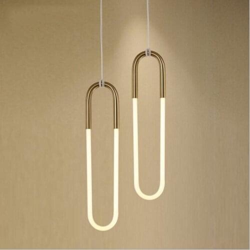 Modern Simple Decorative Pendant Light Lamp Bedroom Cafe Restaurant LED Brass Hanging Ellipse Suspended Pendant Lamp Lighting