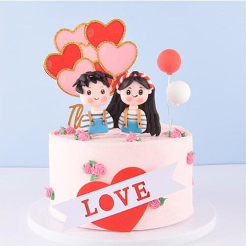 Wedding Lovely Couple Cartoon Characters Cake Topper Love Confession Dessert Baking Cake Decoration For birthday Party Supplies
