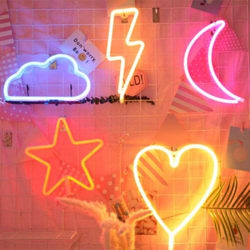 LED Neon Light Star Night Lights Wall Art Sign Bedroom Decoration Moon Hanging Night Lamp Home Party Holiday Decor Xmas Gifts