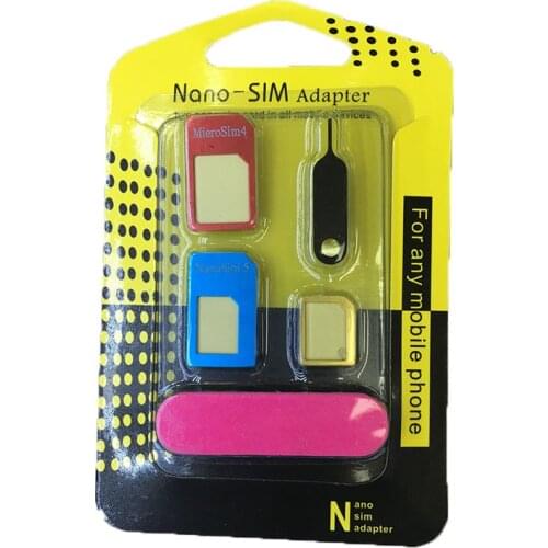 5 in 1 Universal Mini SIM Card Adapter Storage Case Kits For Nano Micro SIM Card TF Memory Card Reader