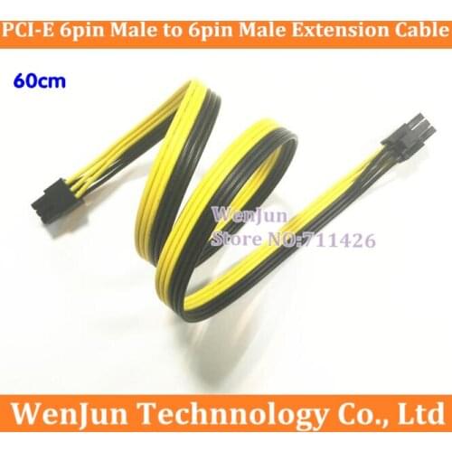 High Quality GPU 6Pin Male PCI-E to 6Pin Male PCI-E Video Graphics Card Power Cable 6 pin Extension Cable 60cm Ribbon Cable