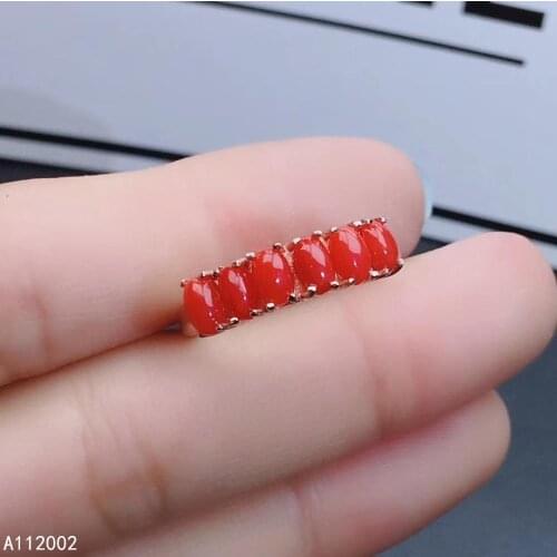 KJJEAXCMY fine jewelry natural red coral 925 sterling silver new women adjustable gemstone ring support test luxury trendy