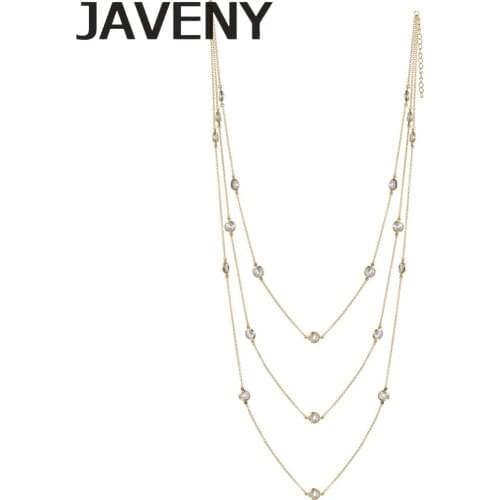 925 Sterling Silver 3A Grade Round Faceted CZ Cubic Zirconia Wedding Long Chain Station Necklaces for Women Birthday Gifts