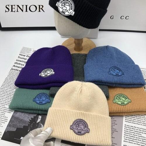 Winter Fashion Sports Warm Couple Knitted Hat Cotton Solid Color Basketball Style Beanie Hat for Men Women Street Hip-hop Hat