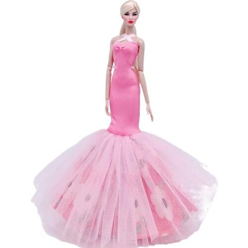 1:6 Classic Pink Floral Sleeveless Dress for For Barbie Clothes Princess Fishtail Party Gown 1/6 BJD Dolls Accessories Kids Toys