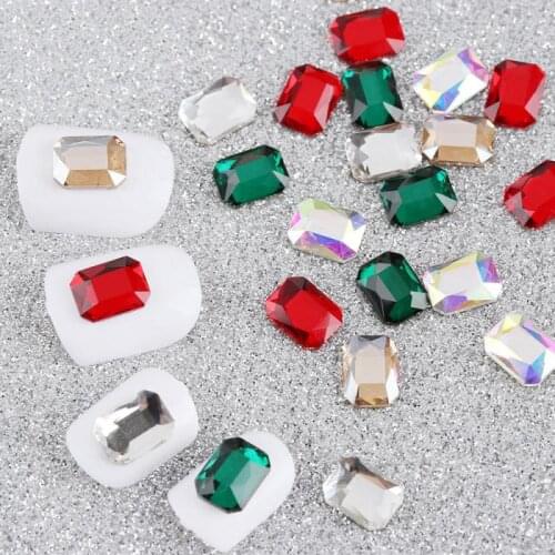 1Pcs 3D Glass Nail Rhinestone Crystal Nail Art Octagonal Colored Stone Manicure Non Hotfix flatback Rhinestones Nail Sticker