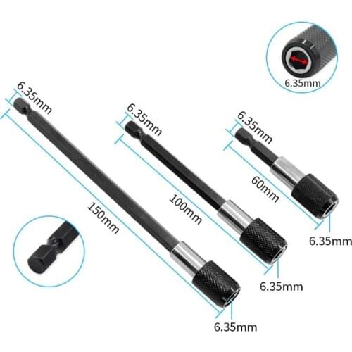 1PC 60/ 100/ 150mm 1/4 Inch Hex Shank Quick Release Screwdriver Bit Holder Extension Bar Quick Change Shank Tool Fast Delivery