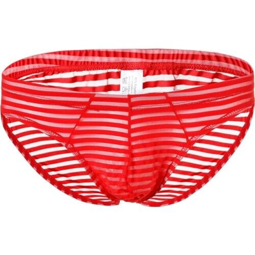1 Pcs Mens Sexy Striped Transparent Underwear Briefs Low Rise See Through Stretch Underwear Penis Pouch Sissy Bikinis