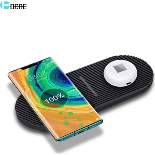 2 in 1 Qi Wireless Charger for iphone 11 XS XR X 8 Airpods Pro 20W Dual Fast Charging Pad For Samsung S20 S10 Buds Huawei Xiaomi