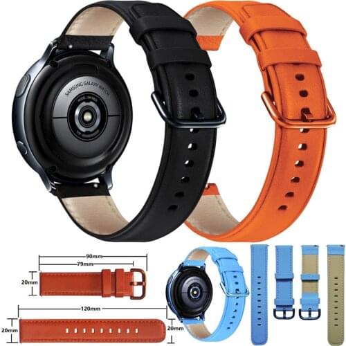 20mm Colorful Leather Strap Watchband For Samsung Galaxy watch active 2 40mm 44mm Smart Wrist straps bracelet ремешок Watchband