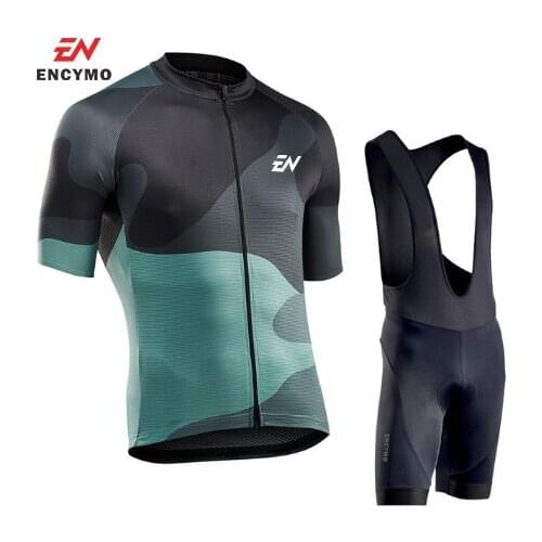 2021 Men Cycling Jersey Summer Short Sleeve Set Maillot bib shorts Bicycle Clothes Sportwear Shirt Clothing Suit ENCYMO