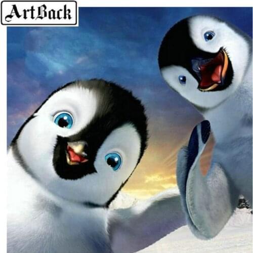 New hot 5d diy diamond painting penguin picture square full 3d diamond embroidery mosaic for home decor animal