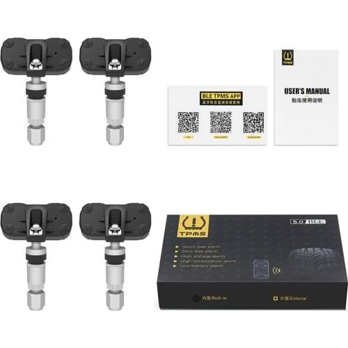 TPMS Bluetooth BLE 5.0 Car Tire Pressure Monitor Built-in Sensor Mobile APP Display Anti-theft Waterproof TPMS For Android IOS