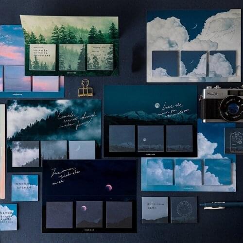 60 Sheets/pack Stars Moon Forest Theme Memo Pad Sticky Notes Bookmark Marker Memo Sticker Paper Student office Supplies