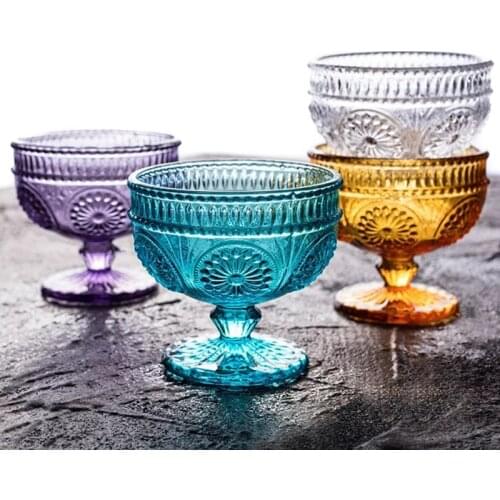Ice Cream Bowl Cup Glasses Retro Drinking 300ml Wedding Party Dessert Bowls Trifle Fruit Salad Juice Cocktail Glass