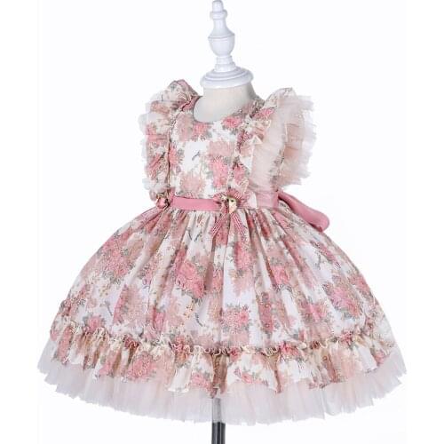 Baby Spanish Lolita Dress Embroidery Girls pink princess dress Gowns Kids Child Princess 1st Birthday Party Clothes Dresses