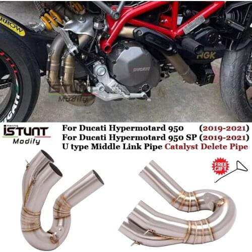 For Ducati Hypermotard 950 Motorcycle Exhaust Modified Middle Link Pipe Catalyst Delete Pipe Slip On Ducati Hypermotard 950 SP