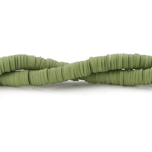 DoreenBeads Polymer Clay Katsuki Beads Round Olive Green 6mm Dia, Hole: Approx 1.8mm, 41cm long, 3 Strands(Approx 350 PCs/Strand