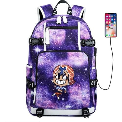 JoJos Bizzare Adventur shoulder bag fashion School Bag Giorno usb charging canvas Backpack Laptop travel rucksack for teenagers