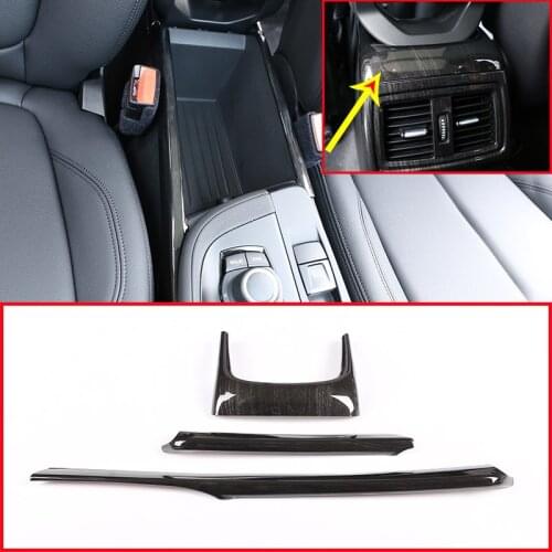 3pcs Black Wood Grain For BMW X1 F48 2016-19 ABS Car Armrest Box Decoration Trim Parts For BMW X2 F47 2018 2019 Left Hand Drive