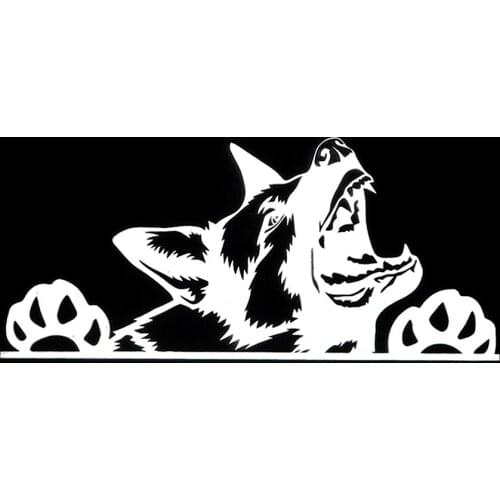 Beautiful German Shepherd Snarling Dog Peeking Car Stickers Waterproof Sunscreen Bumper Boot Decals PVC 7.6cm X 17.2cm