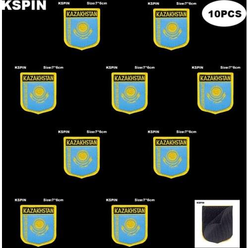National Flag Patch Hook Loop Kazakhstan Badges Armband 3D Stick on Jacket Backpack Stickers