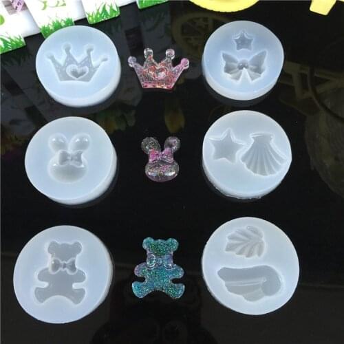 Mini Crown Conch Bear Bunny Fondant Silicone Mold Cake Decorating Tools Epoxy Resin Molds for Jewelry
