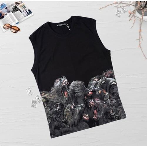 Men Vest Top Baboon Graphics Print Vest Four Seasons Sleeveless Bottoming Shirt Street Trend Gothic Casual O-Neck Tank Tops