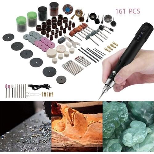 161 Pcs Hot Rotary Tools Accessories Set USB Mini Electric Grinder Drill Engraving Carving Pen Polishing Machine Hand Drill Set
