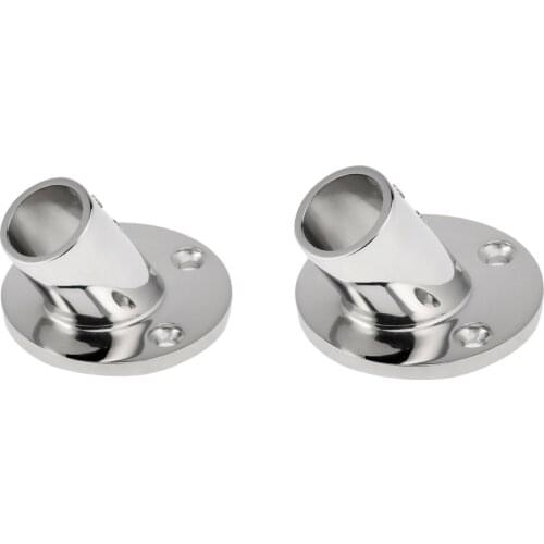 Lots Of 4 Hand Rail Fittings 45 Degree 7/8" Pipe Round Base Stainless Steel Boat
