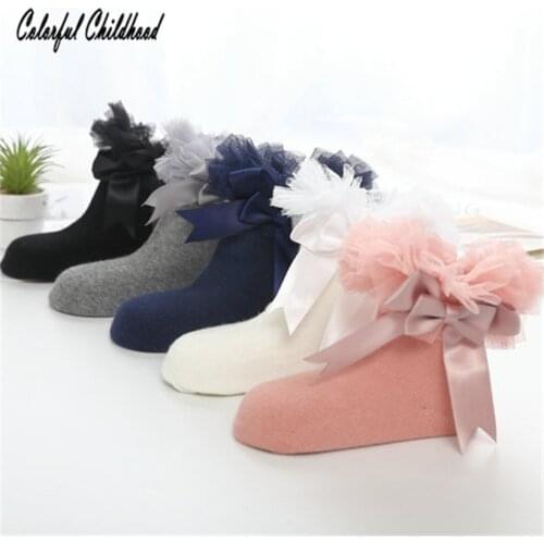0-6YLovely baby frilly ankle socks lace ruffle layers bow-knot design adorable girls leg warmers princess birthday party wear