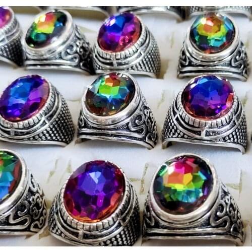 Wholesale 50 pcs Retro Mixed style colored styles with zircon alloy Couples ring