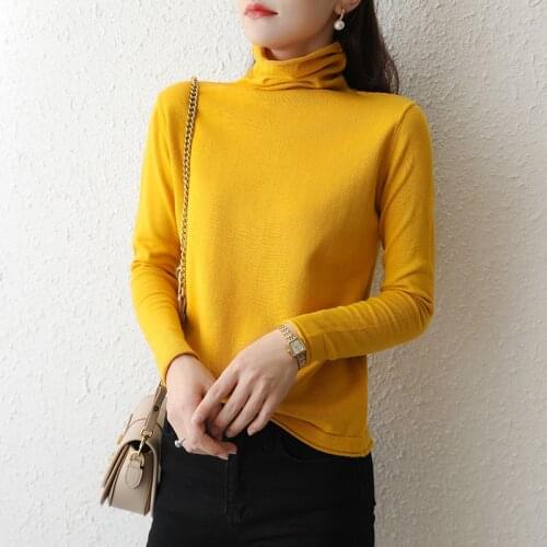 Autumn Winter 100% Cotton Warm Women Sweater Knitting High Collar Jumpers Female Soft Comfortable Best Quality Pullovers S-XXL