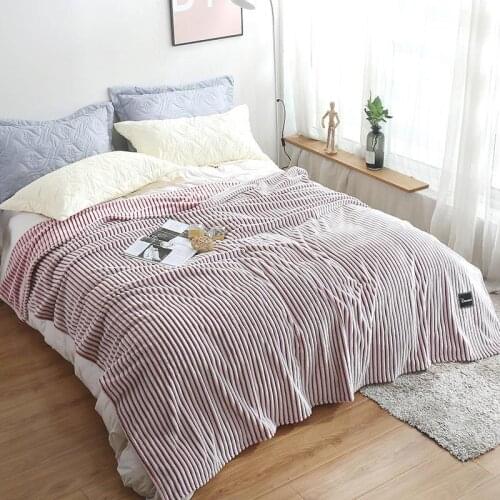 28 Warm Blankets on the Bed Striped Plaid for Sofa Soft Red and White Color Single/Double/Queen Thow Blankets for Beds