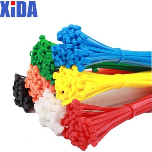 200mm Self-locking Nylon Cable Ties 8inch 100pcs 12 color Plastic Zip Tie 18 lbs black wire binding wrap straps UL Certified