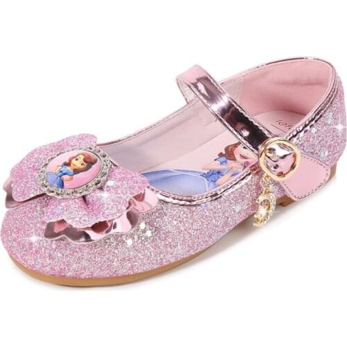 Disney New Princess Sophia Children Sandals For Girls Frozen Pu Leather Sandals Girls Party Kids Shoes Dress Party Shoes